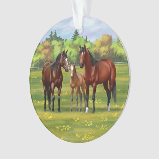 Bruine bazardpaarden in zomerperiode ornament (voorkant)