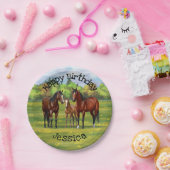 Bruine bazardpaarden in zomerperiode papieren bordje (Feest)