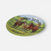 Bruine bazardpaarden in zomerperiode papieren bordje (Gekanteld)