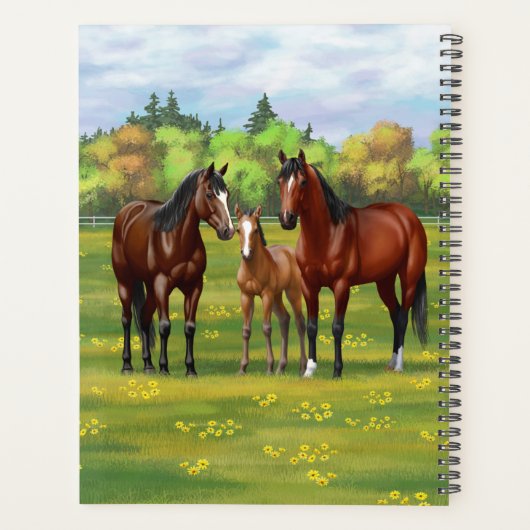 Bruine bazardpaarden in zomerperiode planner (Achterkant)