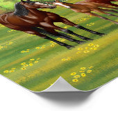 Bruine bazardpaarden in zomerperiode poster (Hoek)