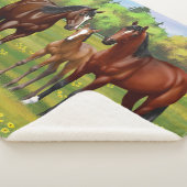 Bruine bazardpaarden in zomerperiode sherpa deken (3/4)