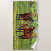 Bruine bazardpaarden in zomerperiode strandlaken (Voorkant)