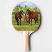 Bruine bazardpaarden in zomerperiode tafeltennisbatje (Achterkant)