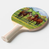 Bruine bazardpaarden in zomerperiode tafeltennisbatje (Voorkant Gekanteld)