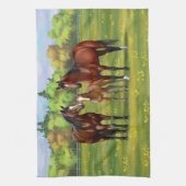 Bruine bazardpaarden in zomerperiode theedoek (Verticaal)