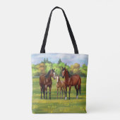 Bruine bazardpaarden in zomerperiode tote bag (Achterkant)