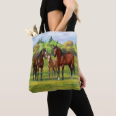 Bruine bazardpaarden in zomerperiode tote bag (Dichtbij)
