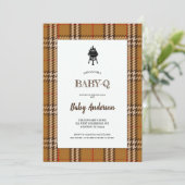 BRUINE BBQ BABYSHOWER FEESTUITNODIGING KAART (Staand voorkant)