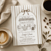 Bruine Bebe Cafe Home Cafe Baby Shower Uitnodiging