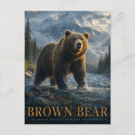 Bruine beer Alaskische rivier DIEREN Briefkaart