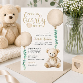 Bruine Beer Baby Shower Uitnodiging