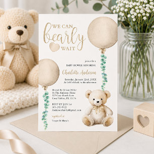 Bruine Beer Baby Shower Uitnodiging