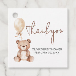 Bruine Beer Ballon Baby Shower Favor Tags Bedankjes Labels