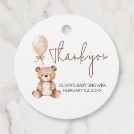 Bruine Beer Ballon Baby Shower Favor Tags Bedankjes Labels
