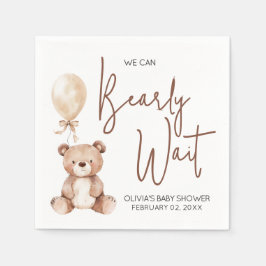 Bruine Beer Ballon Baby Shower Servet