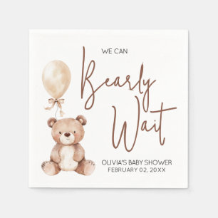 Bruine Beer Ballon Baby Shower Servet