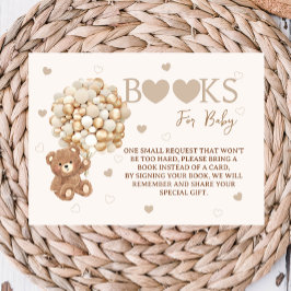 Bruine Beer Ballonnen Boek Verzoek Baby Shower Informatiekaartje