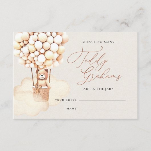 Bruine Beer ballonnen raden hoeveel grahamkaartjes Informatiekaartje (Voorkant)