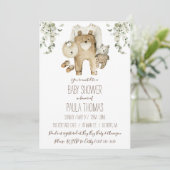 Bruine Beer Boho Baby Shower Kaart (Staand voorkant)