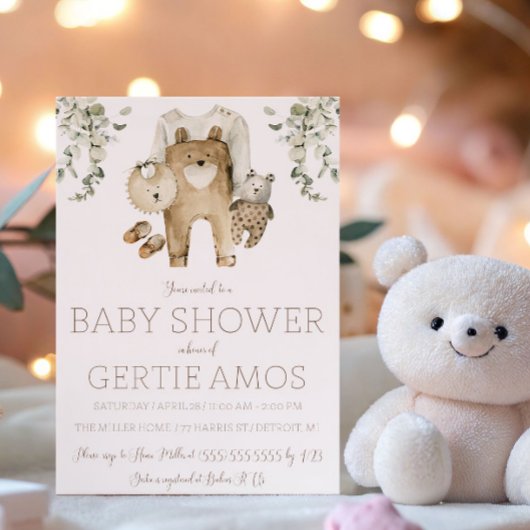 Bruine Beer Boho Baby Shower Kaart