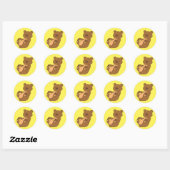Bruine Beer Cub Ronde Sticker (Vel)