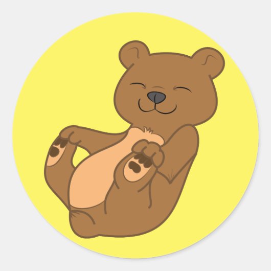 Bruine Beer Cub Ronde Sticker (Voorkant)