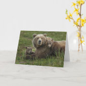 Bruine Beer Cubans met hun moeder Kaart (Gele Bloem)