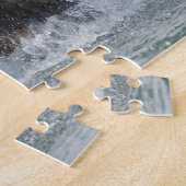 Bruine beer die zalm achterna zit in rivier legpuzzel (Zijkant)