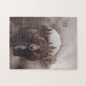 Bruine beer dubbele belichting bos poster legpuzzel (Horizontaal)