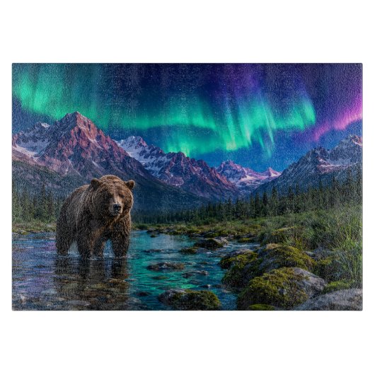 Bruine Beer en Aurora Snijplank (Voorkant)