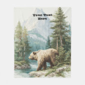 Bruine Beer Fleece Deken (Voorkant)