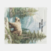 Bruine Beer Fleece Deken (Voorkant (Horizontaal))