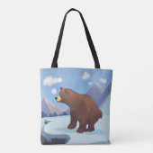 Bruine beer in de bergen tote bag (Achterkant)