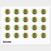Bruine beer met ijs ronde sticker (Vel)