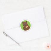 Bruine beer met ijs ronde sticker (Envelop)