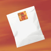 Bruine beer met pompoen Halloween sticker
