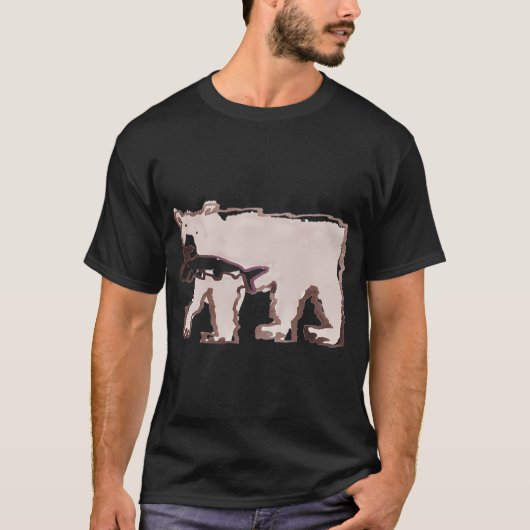 Bruine beer met vis t-shirt (Voorkant)
