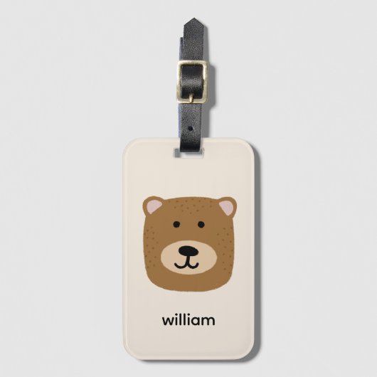 Bruine Beer naam Bagagelabel (Voorkant (verticaal))