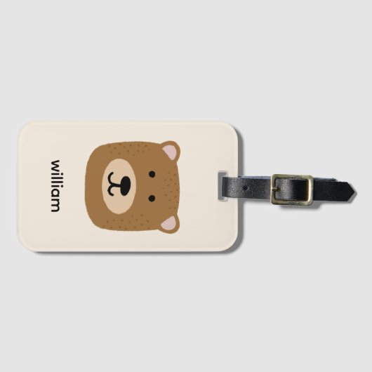 Bruine Beer naam Bagagelabel (Voorkant (horizontaal))