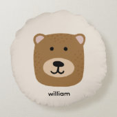 Bruine Beer naam Rond Kussen (Achterkant)