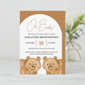 Bruine Beer Oh Baby Shower Kaart (Staand voorkant)