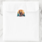 Bruine beer ronde sticker (Tas)