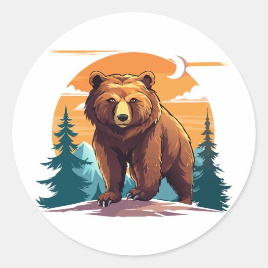 Bruine beer ronde sticker (Voorkant)