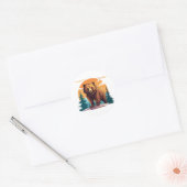 Bruine beer ronde sticker (Envelop)