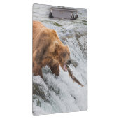 Bruine beer vangt rode zalm klembord (Rechts)