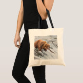 Bruine beer vangt rode zalm tote bag (Voorkant (product))