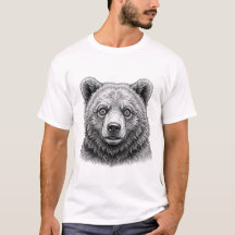 Bruine Beer Welp Zwart Wit T-shirt