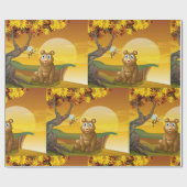 Bruine Beer Zonsondergang Cadeaupapier (Vlak)