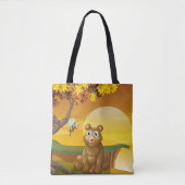 Bruine Beer Zonsondergang Tote Bag (Voorkant)